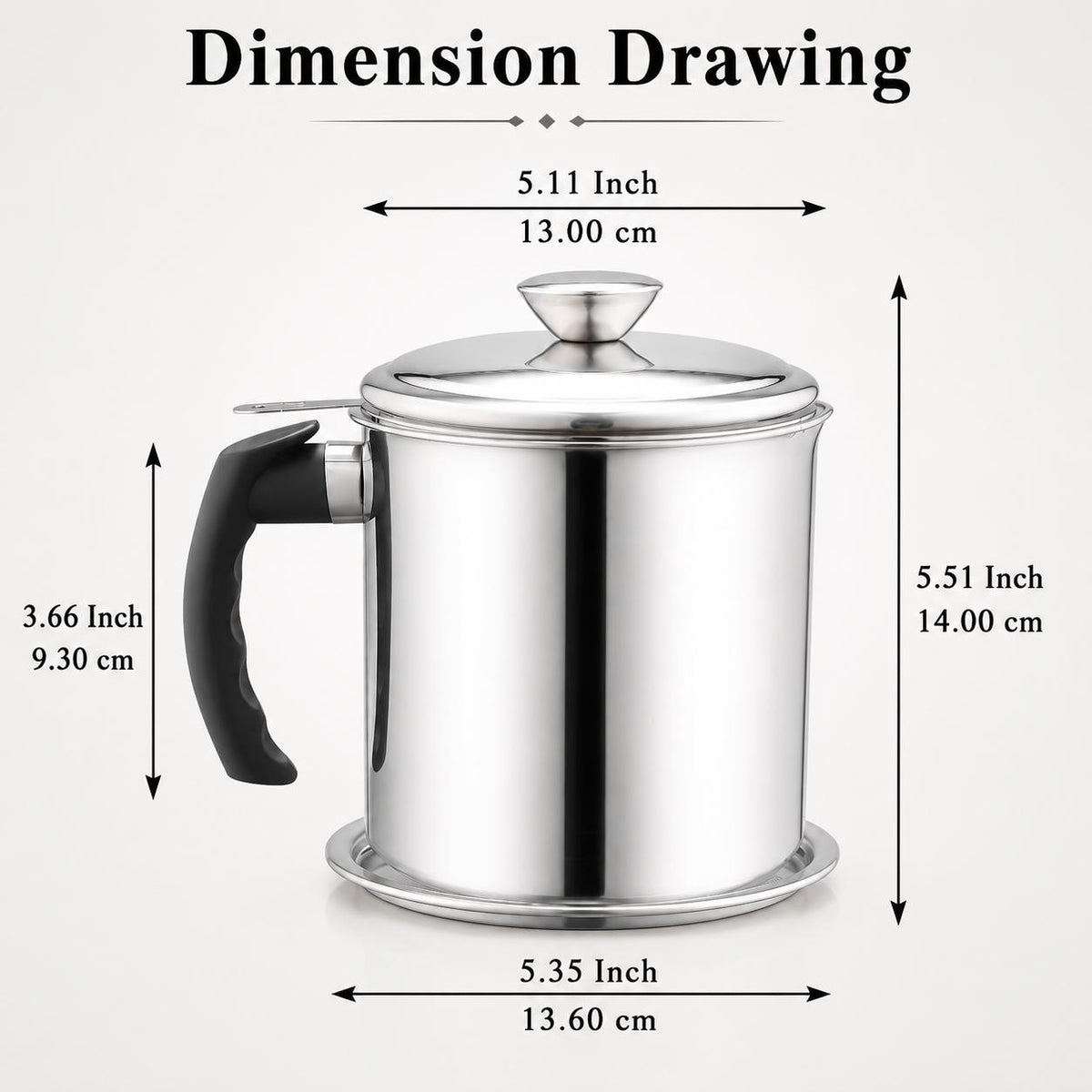 AISOON®️ 1400ML Bacon Grease Container with Strainer, 304 Stainless Steel Oil Filter Pot