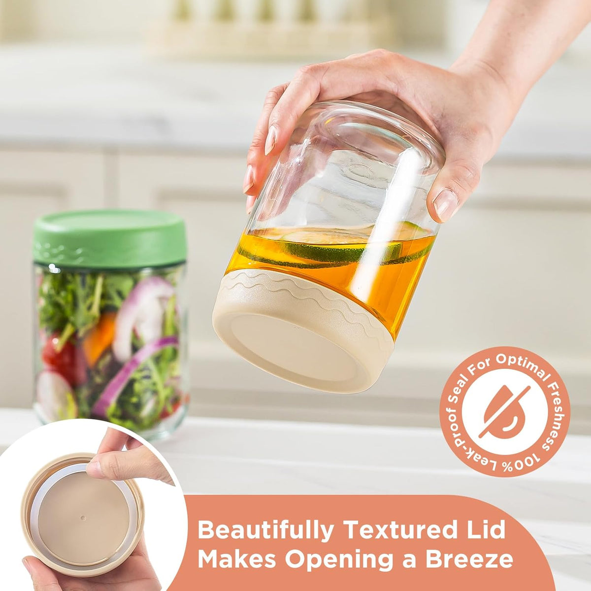 AISOON®️ 16oz Overnight Oats Containers with Lids - 6 Pack Glass Storage Jars with Airtight Lids