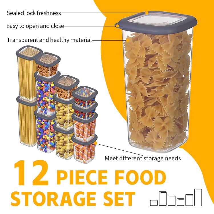 AISOON 12-Pack Airtight Food Storage Containers – BPA-Free, Leak-Proof, Stackable Kitchen Organizer Set with Labels for Cereal, Flour, Sugar & Snacks
