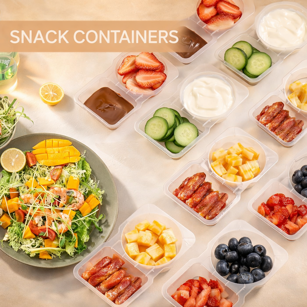 40 Pack Reusable 2-Compartment Snack Containers with Lids – BPA-Free Portion Control Snack Boxes, Leak-Resistant Stackable Food Prep Containers for Kids & Adults, School, Travel & Camping