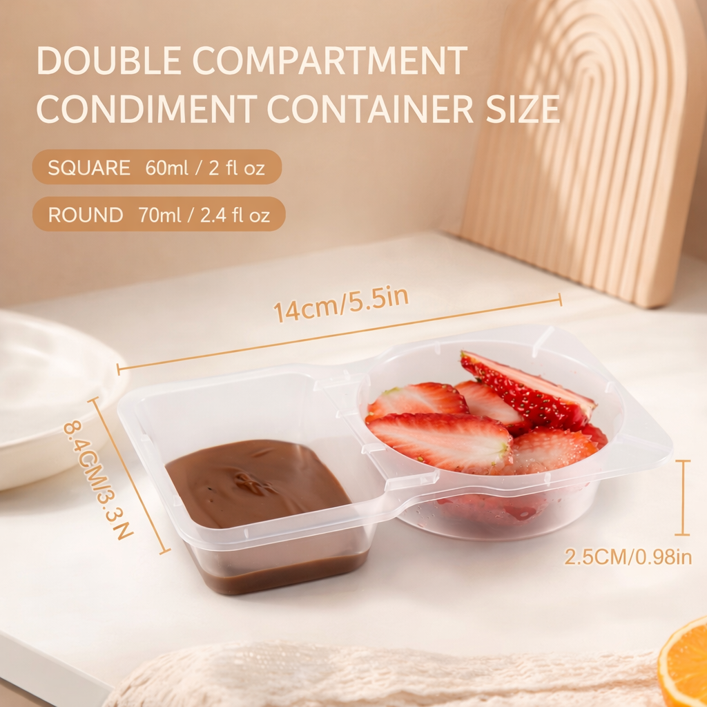 40 Pack Reusable 2-Compartment Snack Containers with Lids – BPA-Free Portion Control Snack Boxes, Leak-Resistant Stackable Food Prep Containers for Kids & Adults, School, Travel & Camping