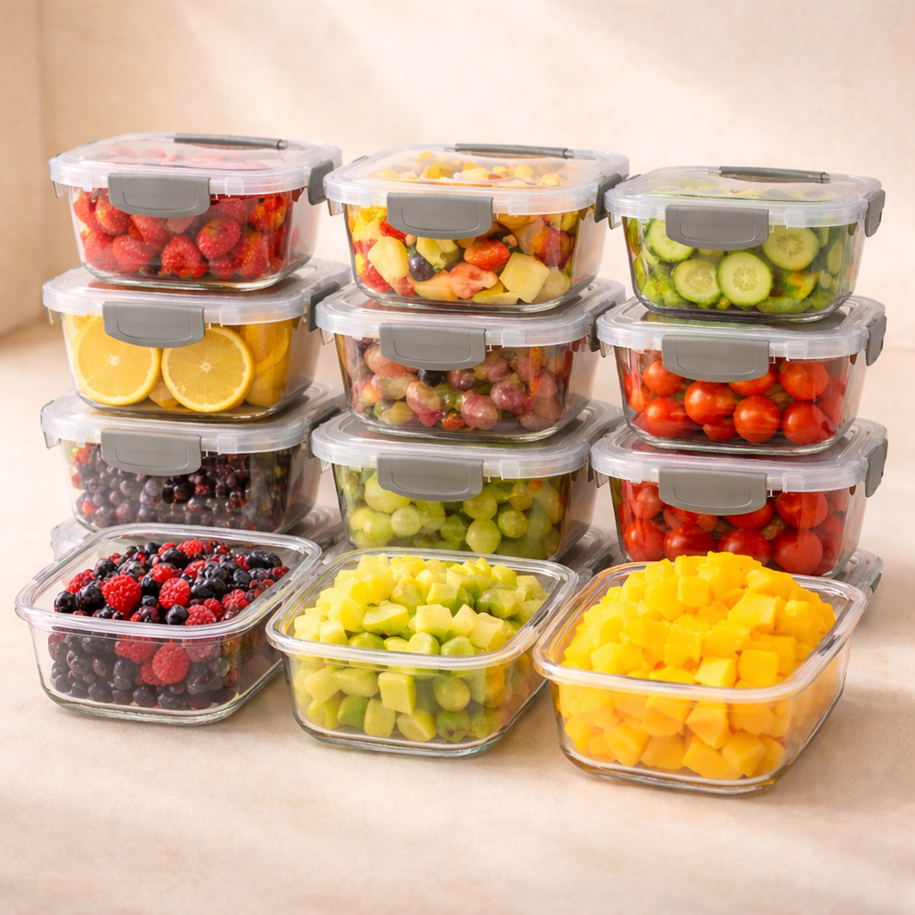 AISOON 24-Piece Borosilicate Glass Food Storage Containers Set