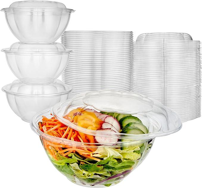 AISOON 50-Pack Clear Salad Bowls with Lids