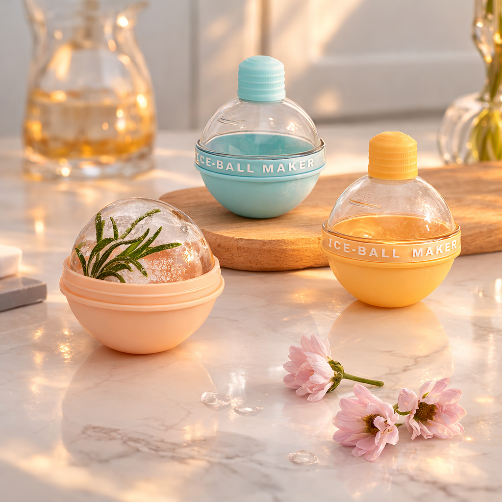 AISOON Silicone Ice Ball Maker Mold with Funnel – Large 10cm Round Sphere Ice Mold for Whiskey, Cocktails & Desserts, BPA-Free Non-Stick Reusable Ice Ball Tray