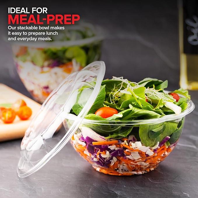 AISOON 50-Pack Clear Salad Bowls with Lids