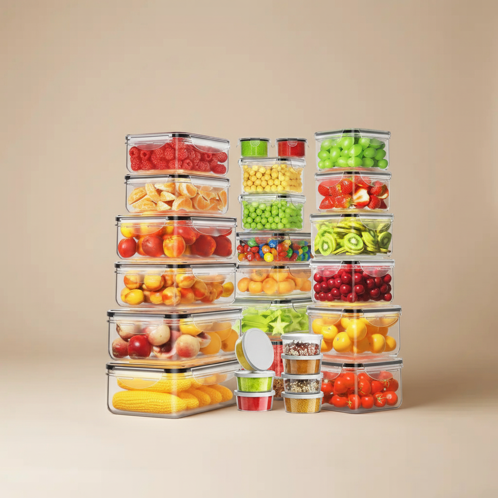 AISOON 40 and 50 Piece Food Storage Container Set – Airtight BPA-Free Meal Prep Containers, 85oz Capacity, Freezer, Microwave & Dishwasher Safe