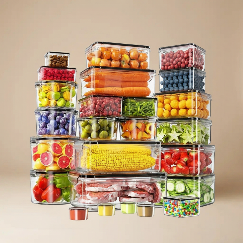 AISOON 40 and 50 Piece Food Storage Container Set – Airtight BPA-Free Meal Prep Containers, 85oz Capacity, Freezer, Microwave & Dishwasher Safe