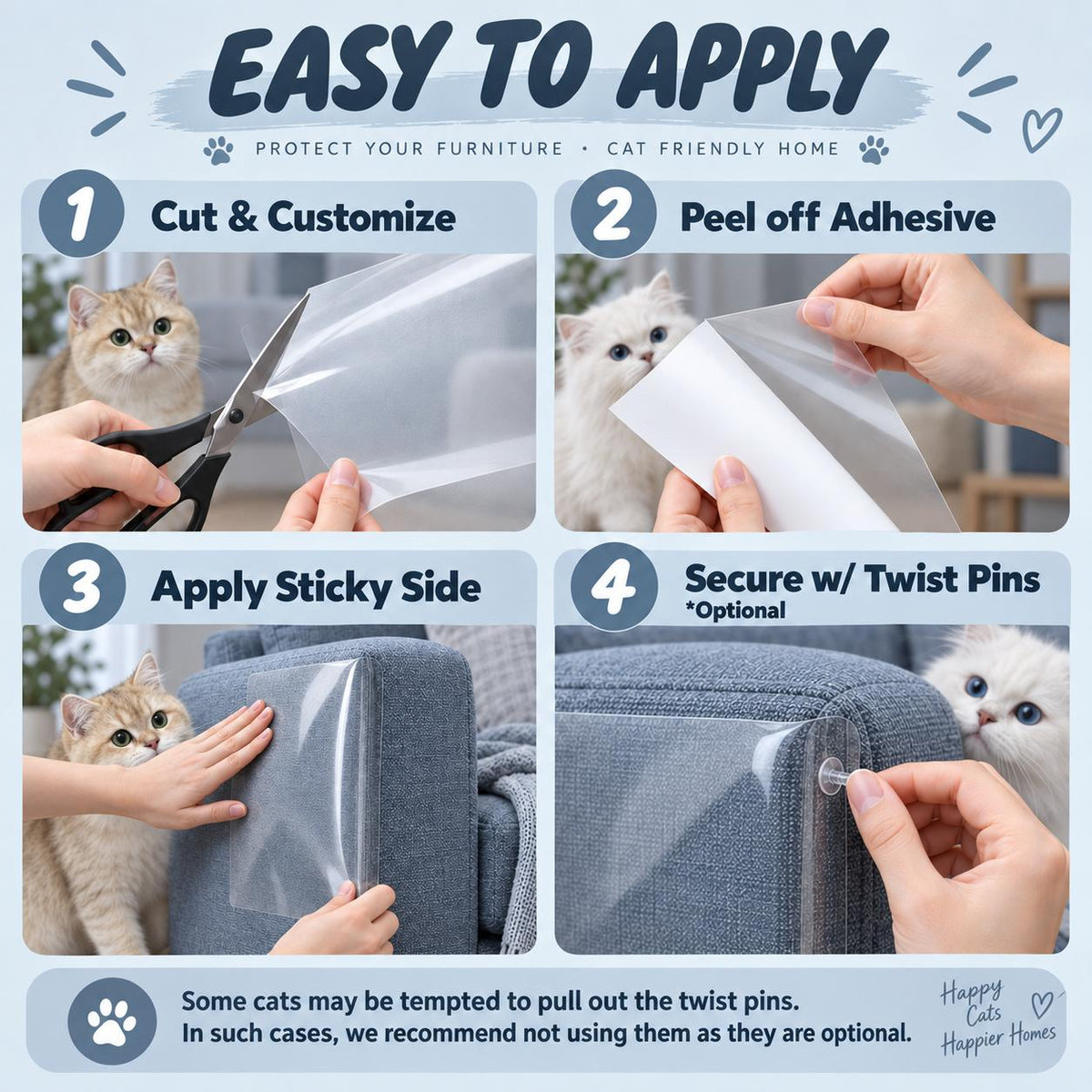 AISOON®️ 12PCS Cat Scratch Furniture Protectors, Self-Adhesive