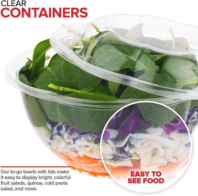 AISOON 50-Pack Clear Salad Bowls with Lids