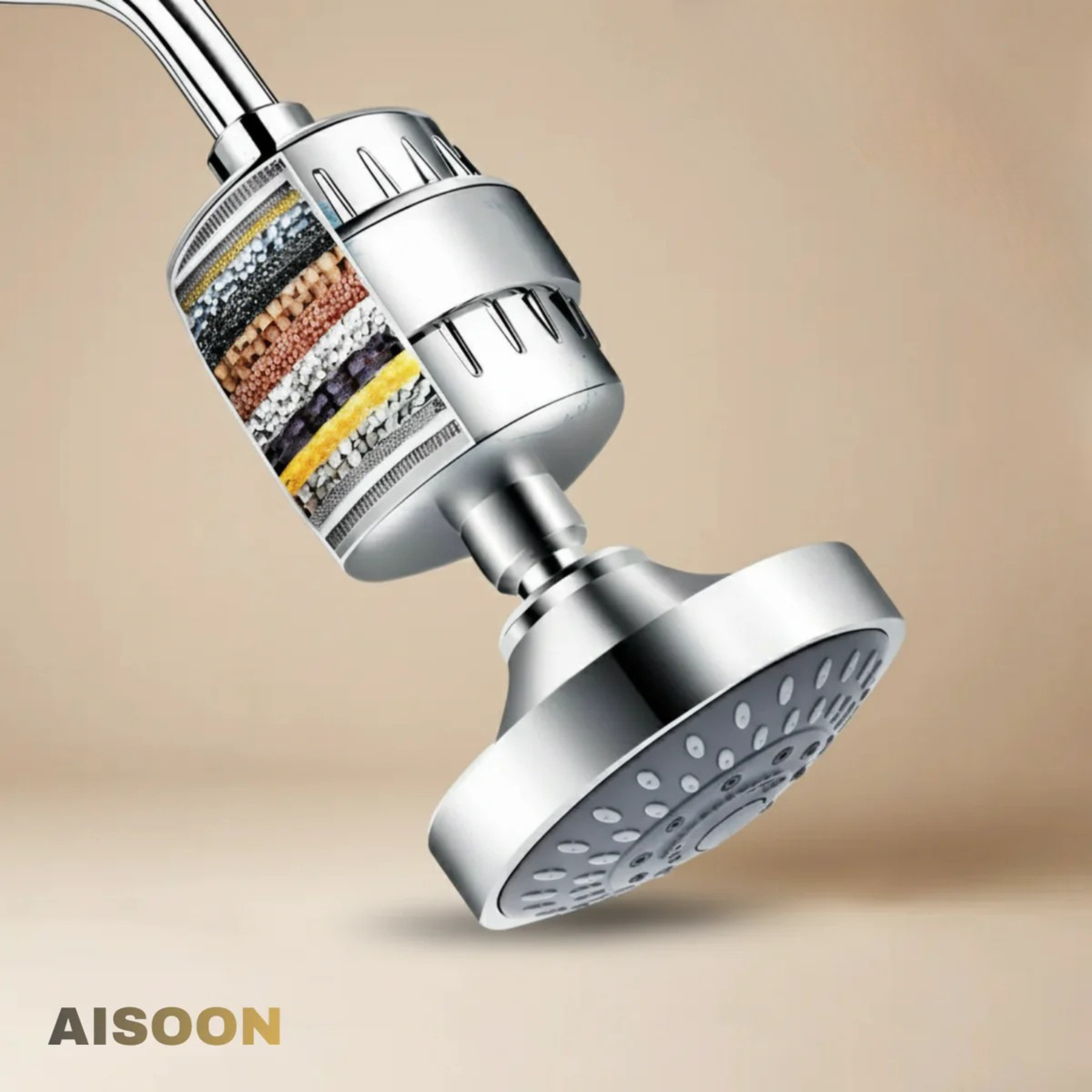 AISOON High Pressure Shower Head with 15-Stage Water Filter – 5 Spray Modes, Softens Hard Water, Reduces Chlorine & Impurities for cleaner skin and hair