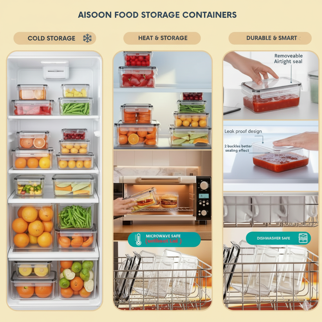 AISOON 40 and 50 Piece Food Storage Container Set – Airtight BPA-Free Meal Prep Containers, 85oz Capacity, Freezer, Microwave & Dishwasher Safe