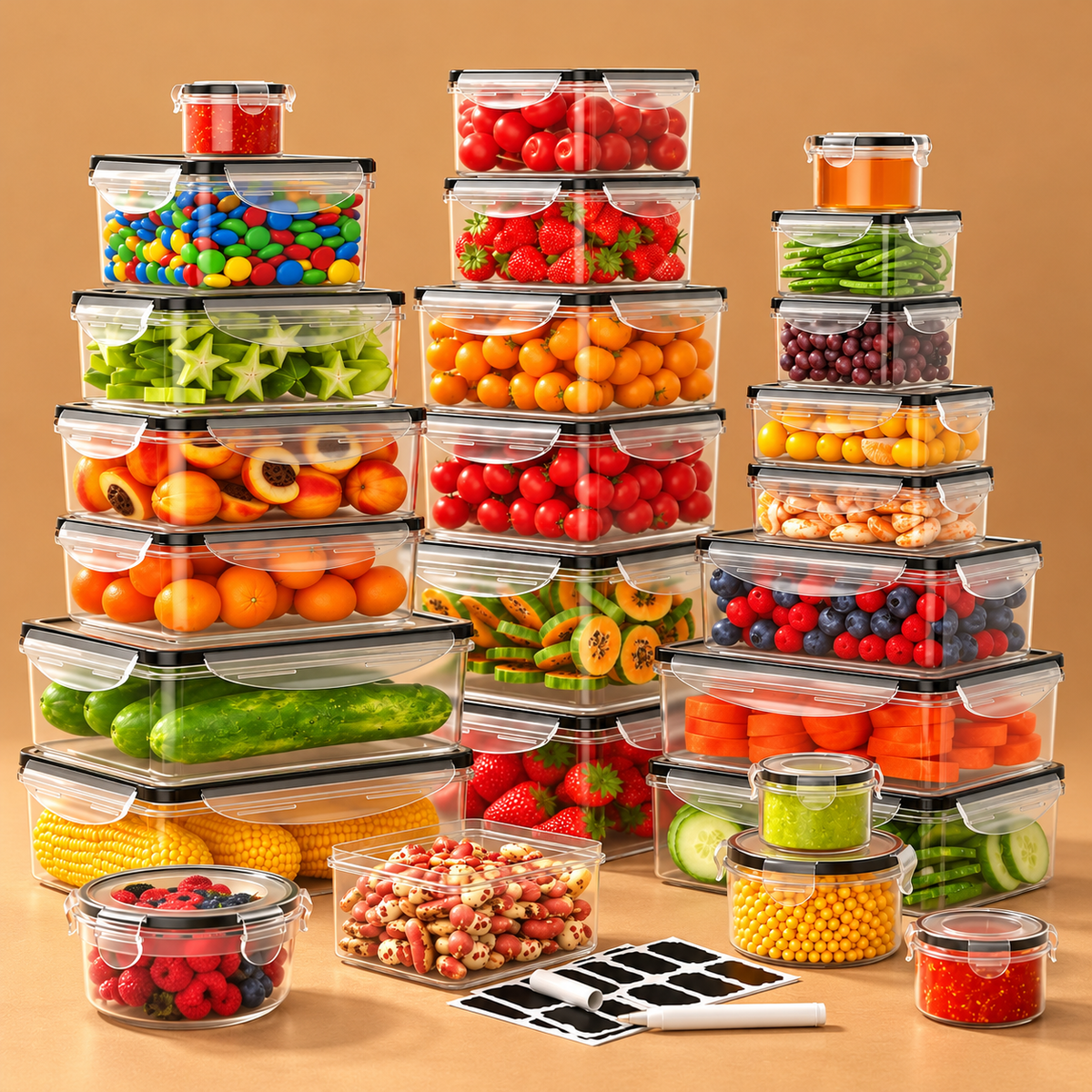 AISOON®️ 40 Pcs 20 Packs Food Storage Container Set – Airtight BPA-Free Meal Prep Containers
