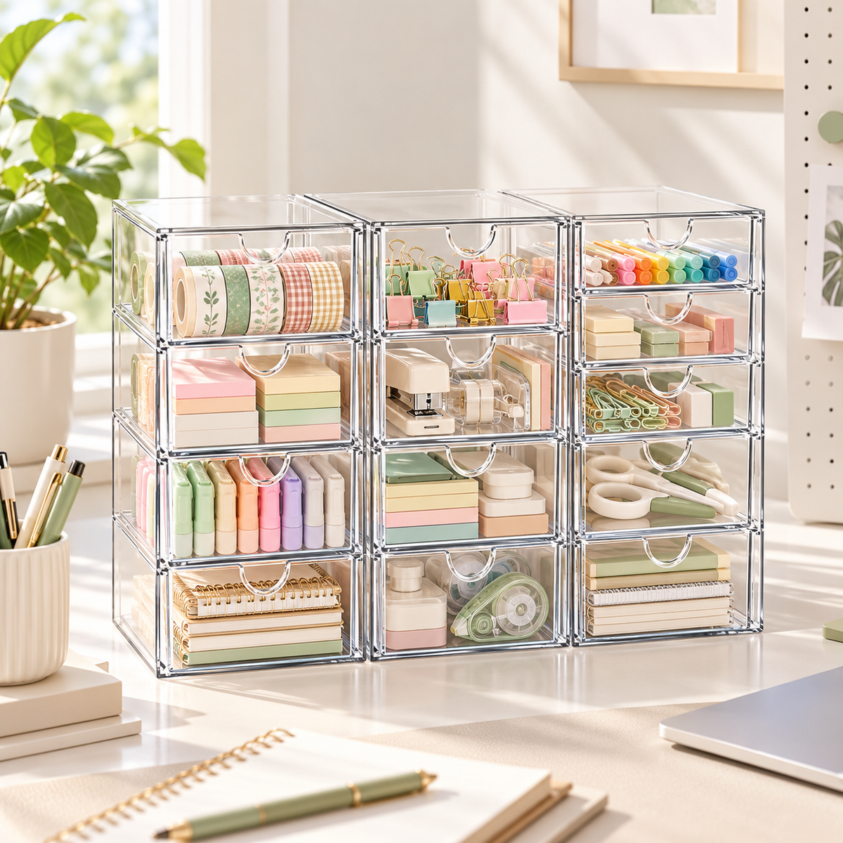 AISOON®️ 13 Drawer Clear Acrylic Organizer, Storage Organizer for Bathroom Vanity, Makeup, Kitchen Pantry & Countertop