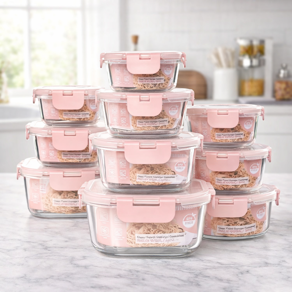 AISOON 24-Piece Borosilicate Glass Food Storage Containers Set