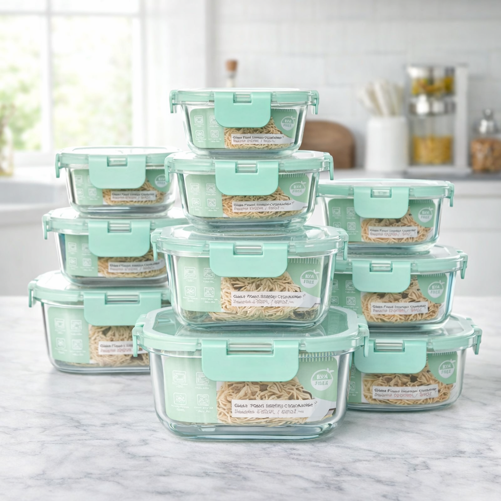 AISOON 24-Piece Borosilicate Glass Food Storage Containers Set