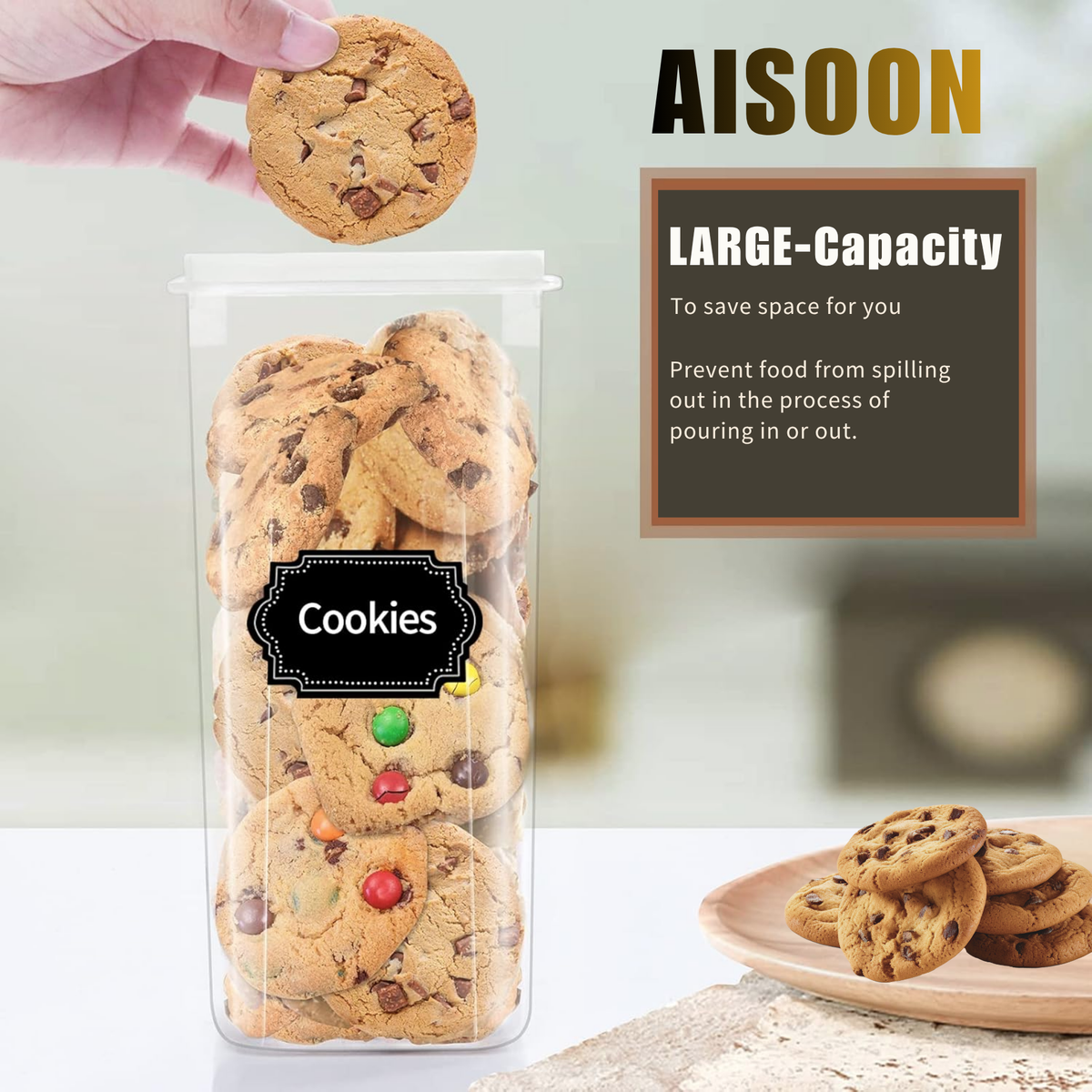 Large-capacity cereal container with controlled pouring spout