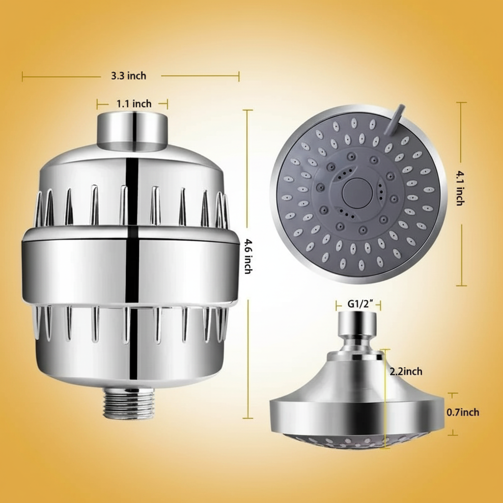 AISOON High Pressure Shower Head with 15-Stage Water Filter – 5 Spray Modes, Softens Hard Water, Reduces Chlorine & Impurities for cleaner skin and hair