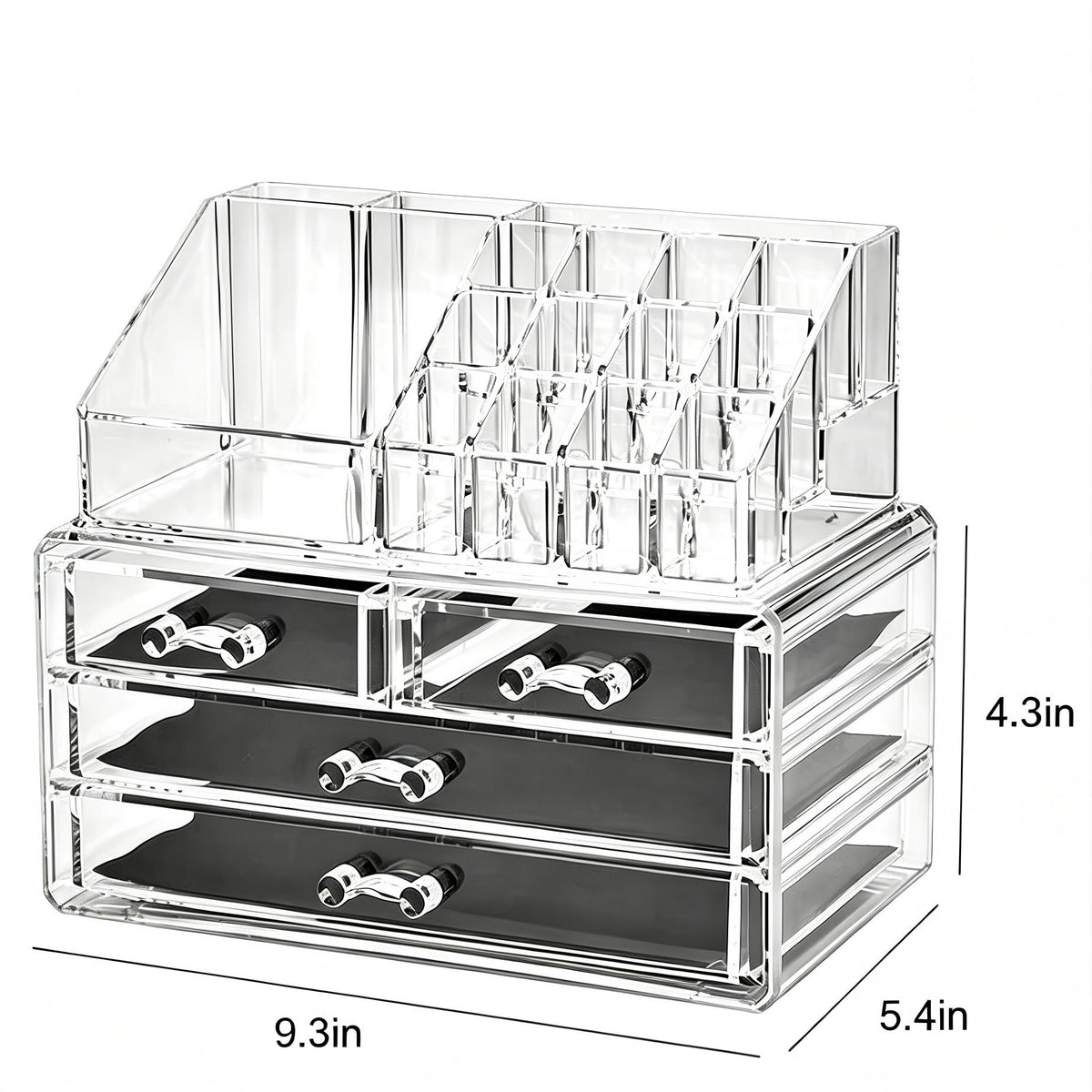 AISOON®️ 4 Drawer Acrylic Cosmetic Organizer, Clear Makeup Storage Box with 16 Compartment