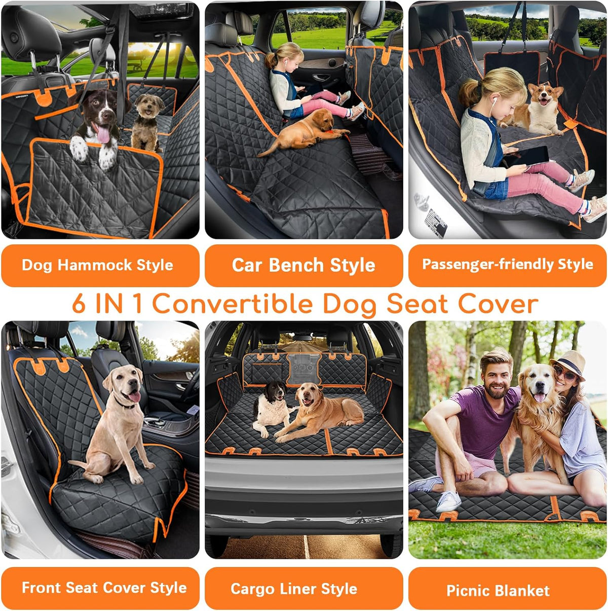 AISOON®️ Dog Car Seat Cover for Back Seat, 100% Waterproof Dog Hammock Scratchproof