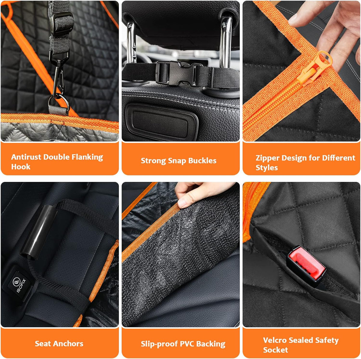 AISOON®️ Dog Car Seat Cover for Back Seat, 100% Waterproof Dog Hammock Scratchproof