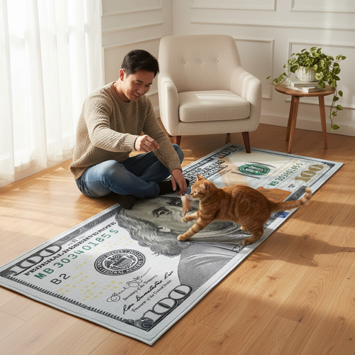 AISOON $100 Bill Design Non-Slip Runner Rug