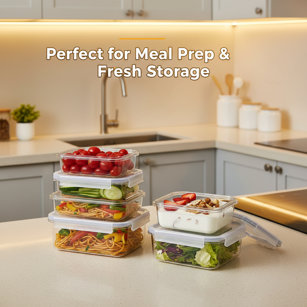 AISOON 40 and 50 Piece Food Storage Container Set – Airtight BPA-Free Meal Prep Containers, 85oz Capacity, Freezer, Microwave & Dishwasher Safe